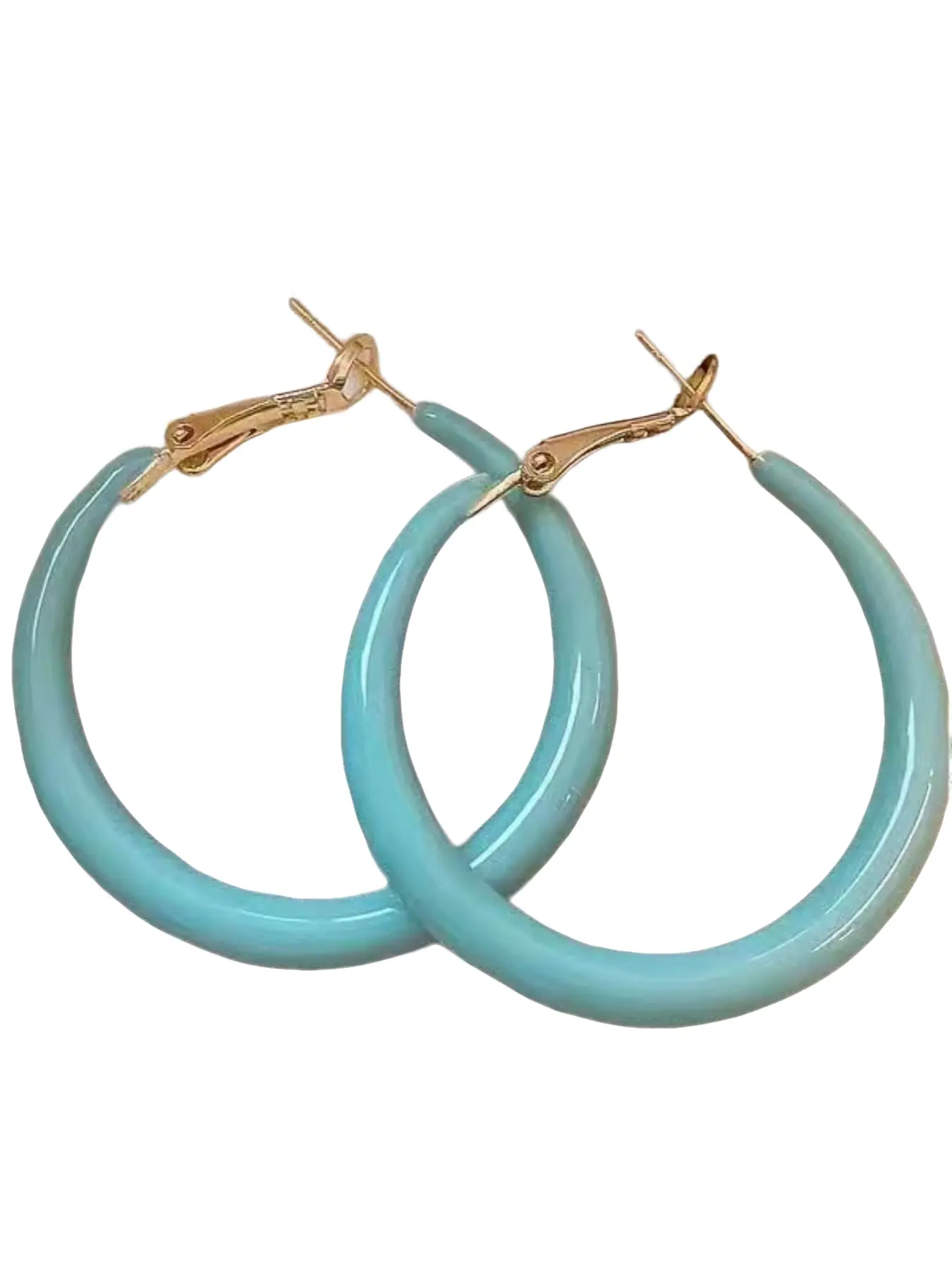 High-End Classic Blue and Candy Color Hoop Earrings, Women's/female Fashion Accessories, Elegant Jewelry Earrings, Glizzene 1 Pair