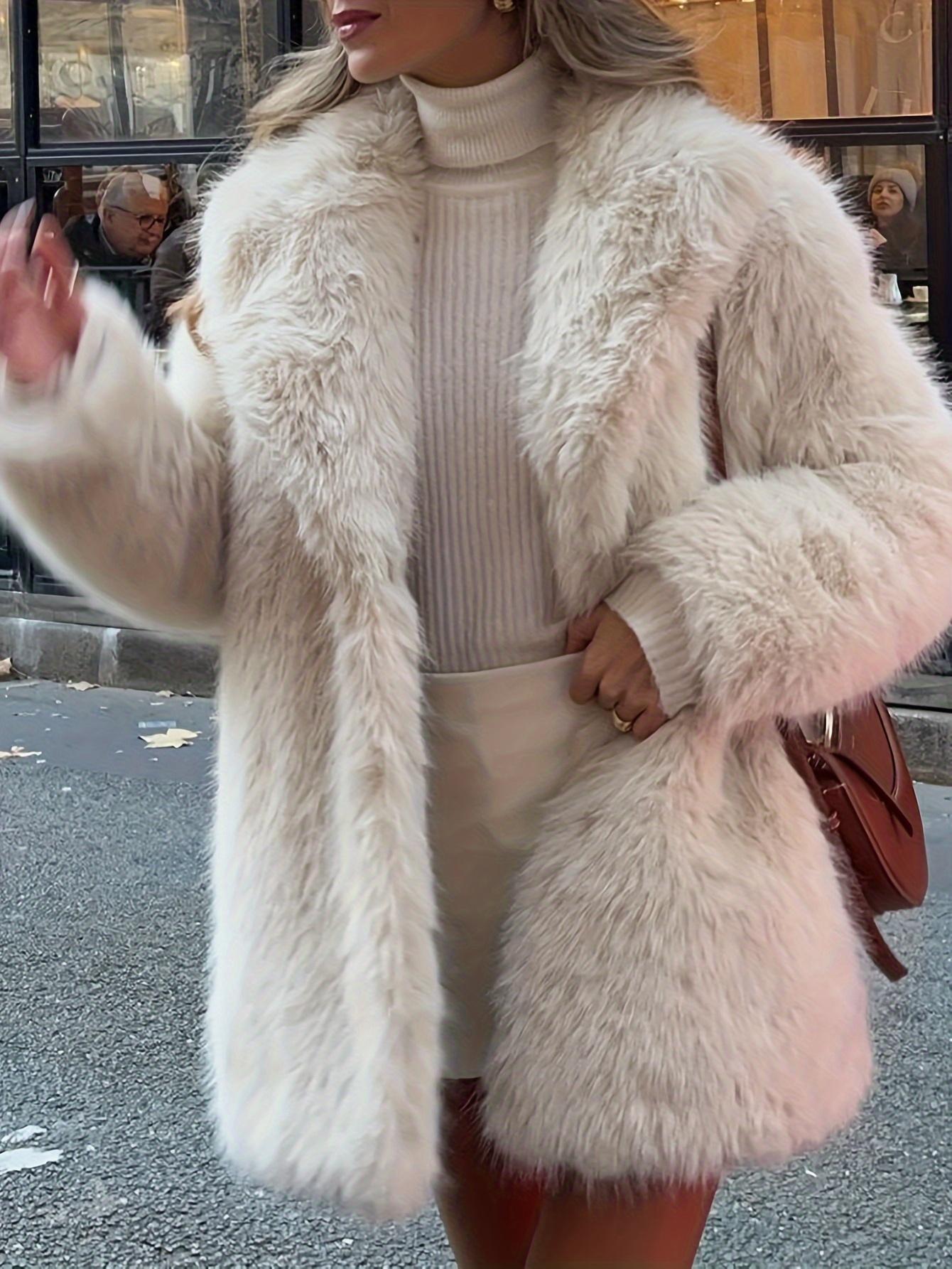 Women's Elegant French-Inspired Winter Coat - Plush Faux Fur Collar, Loose Fit, Long Sleeve, Button-Up Front, Warm & Stylish for Fall/Winter, Winter Coat, Fur Coat For Women Winter, Fur Jacket For Women, Fur Coat Women, Fur Coat Long SpringStatements