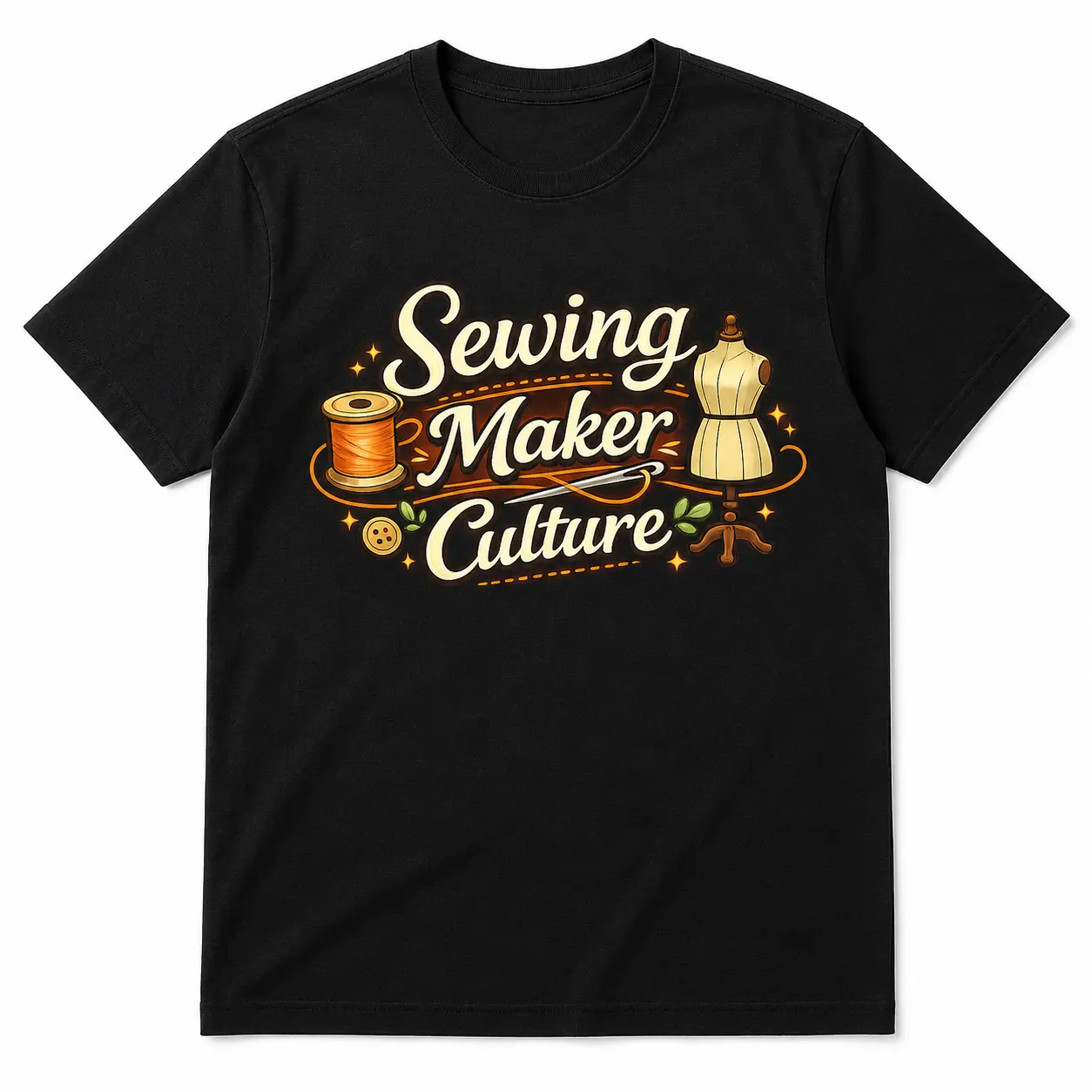 Men's Original Print Casual Tee, Maker Theme Short Sleeve Tops in Cotton Fabric, Gift for Sewists & Crafters, Standard Sizes