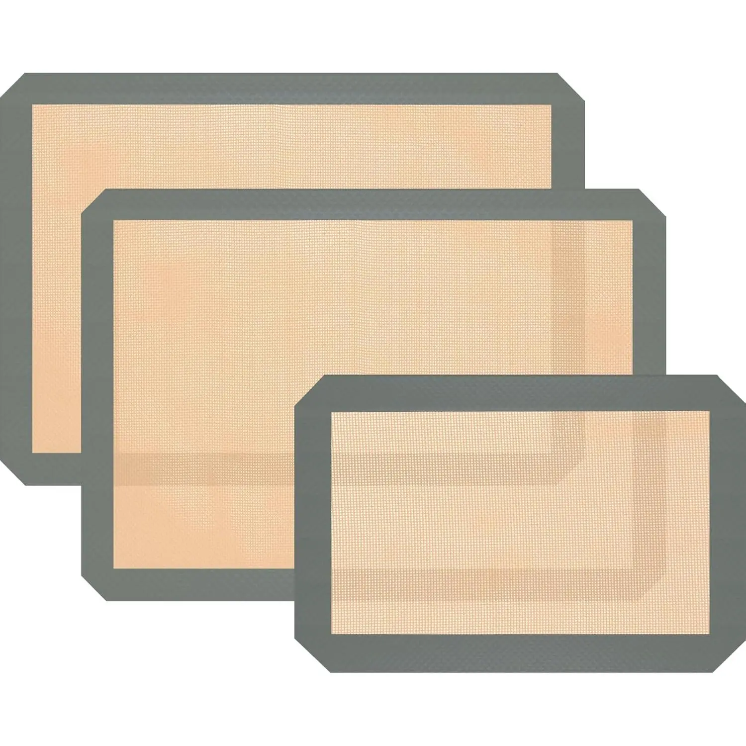 Silicone Baking Mat Set, Nonstick Reusable Liners, 2 Half & 1 Quarter Sheet for Cookies, Bread, Pastry, Dough Prep and Oven Baking