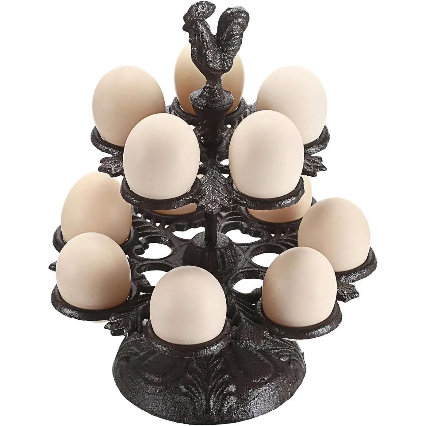 Heavy Duty Cast Iron Egg Holder Countertop - Vintage Eggs Holder Stand for Fresh Eggs, Retro Egg Stroage Rack, Easter-Egg Display Holder for Kitchen & Dinning Countertop Decor