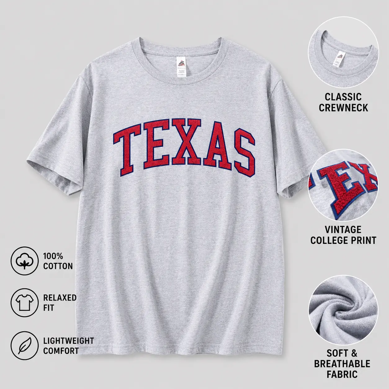 Imily Bela Women's 100% Cotton Vintage Varsity College T Shirt Casual Short Sleeve Round Neck Top Womenswear