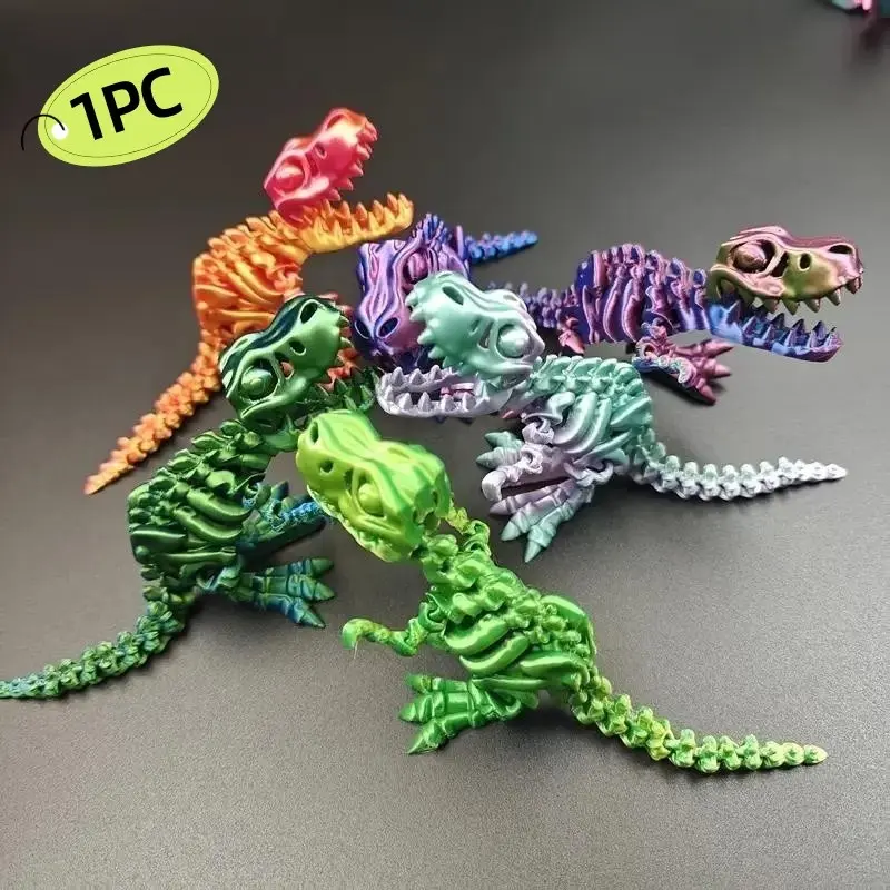 3D Printed Dinosaur Model Ornament, Adult Stress Relief Decor, Tyrannosaurus Set for Home Office Desk, Unique Gift for Holidays