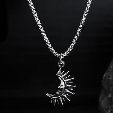 Trendy and unique bestselling asymmetrical sun and moon patchwork light luxury niche sweater necklace accessories for women