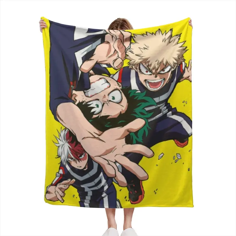 My Hero Ac-ademia Deku and Bakugo Hero Team Throw Blanket Anime Graphic Action Soft Warm Microfiber Fleece Blanket Bed Couch Sofa Room Decor Inch