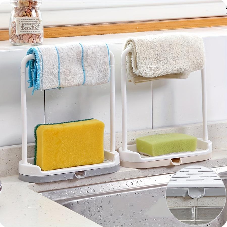 Easy-Install Kitchen Sink Organizer - No-Drill, Space-Saving Storage Rack for Dishcloths & Towels with Drain Basket