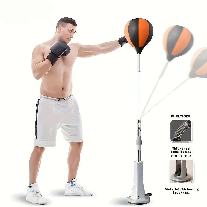 Adjustable-speed boxing trainer, vertical home reaction ball, boxing evasion training equipment. It improves reaction ability and supports strength training. A portable stress-relief fitness gear suitable for men and women.