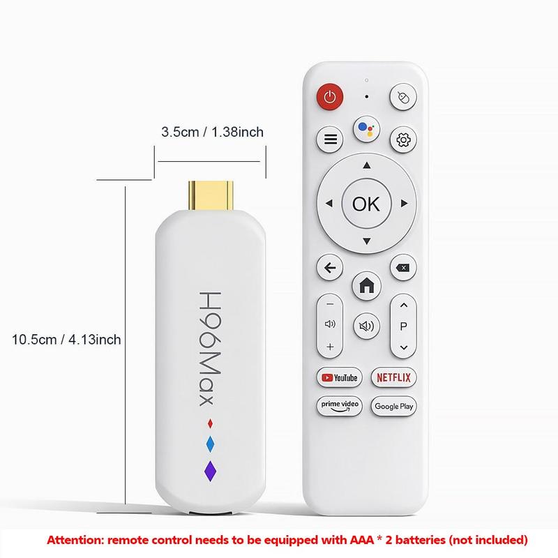 Android 14 TV Stick 4K UHD H96MAX TV Box | 5-Core ARM GPU, Dual-Band WiFi, BT, Voice Remote | Supports Netflix Disney+ Streaming