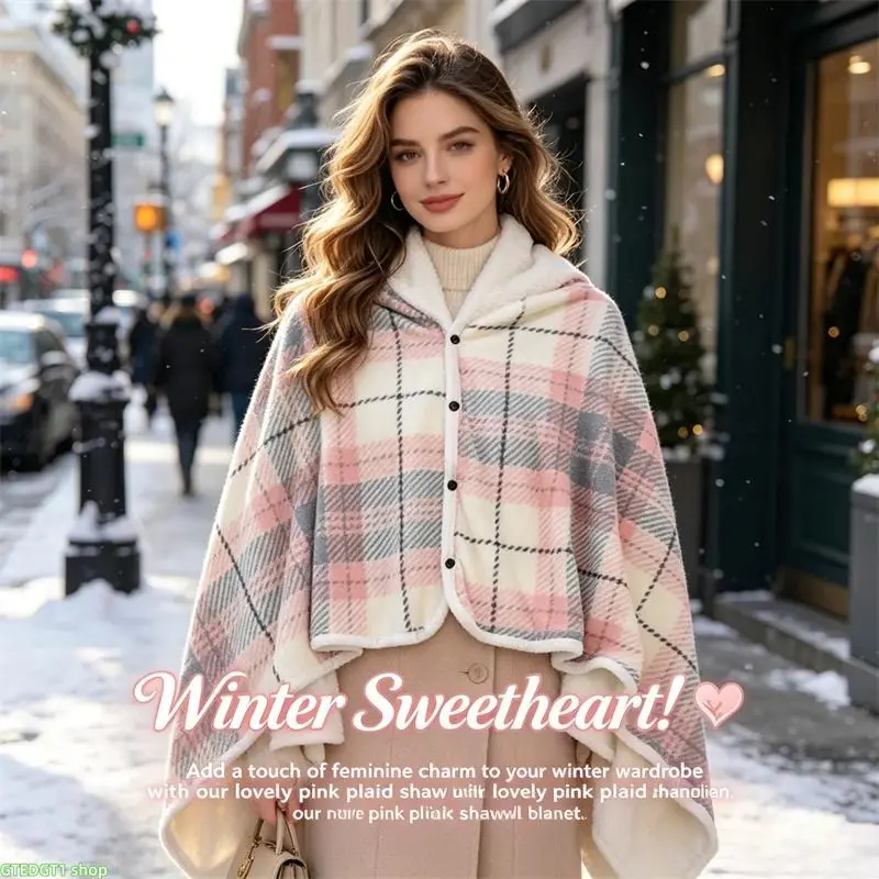 Wearable Polar Fleece Body Warming Throw Blanket - Sleeveless Plush Cape with Button Closure, Soft Thermal Wrap for Reading, Movies & TV, Cold Weather Indoor General Use for Adults