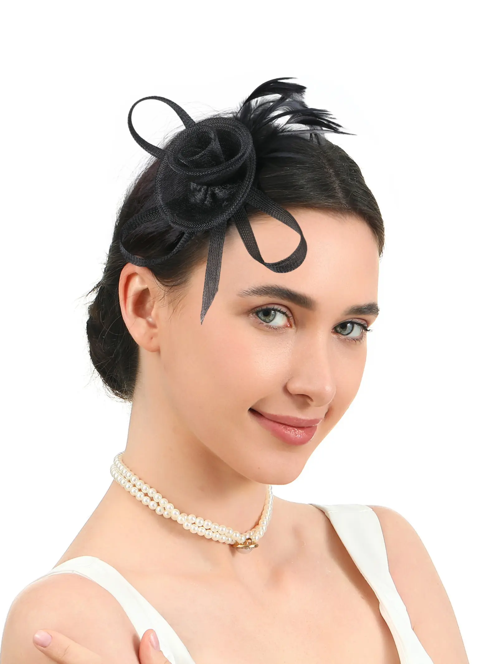 Bride Wedding Net Hair Accessory, Tea Party Horse Racing Festival Women's Accessories, Stage Feather Small Hat, Elegant All Seasons Style