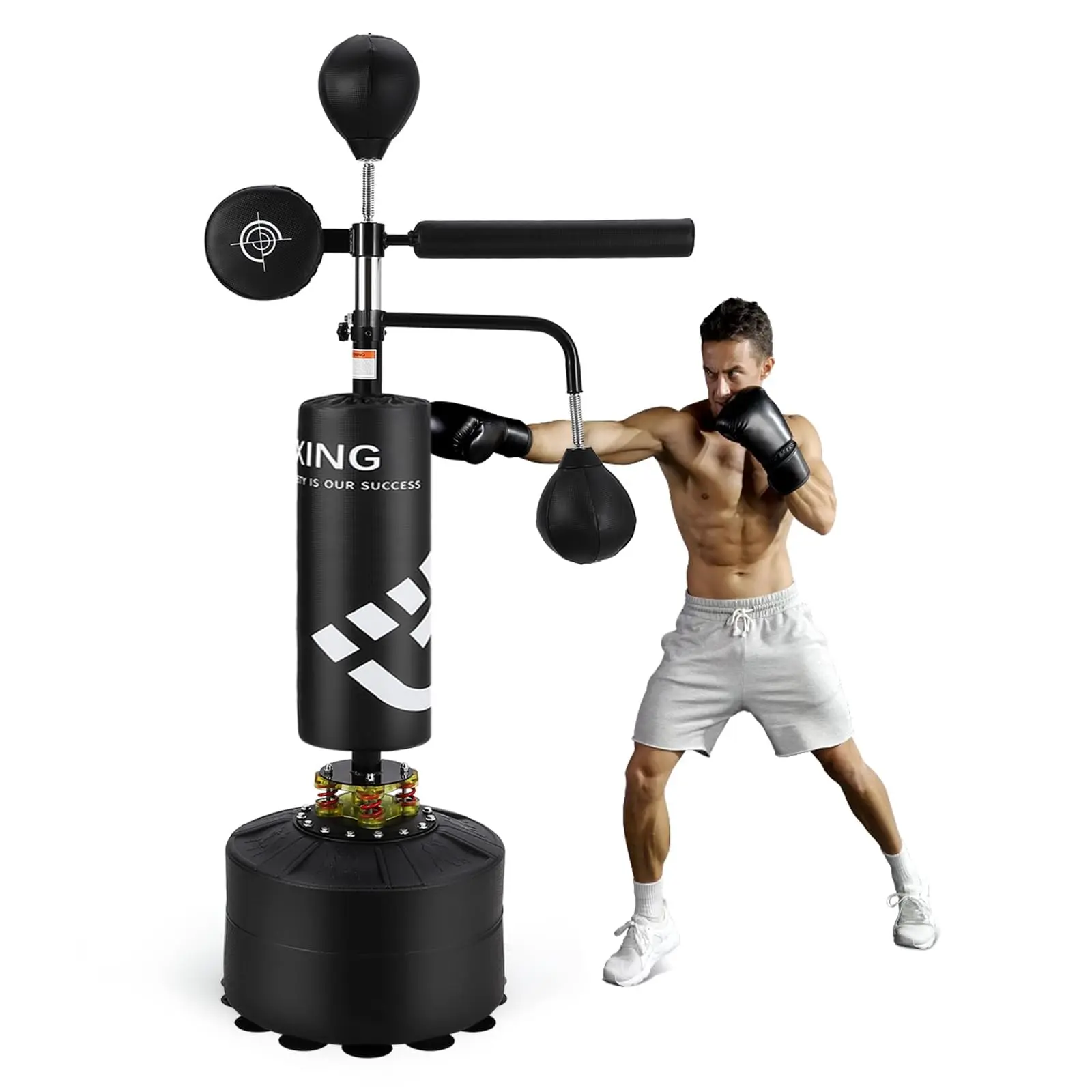 Garvee 5-in-1 Freestanding Heavy Training Station with Stand & Speed Component, Adjustable Height for Adult Combat Sports Boxing, Kickboxing