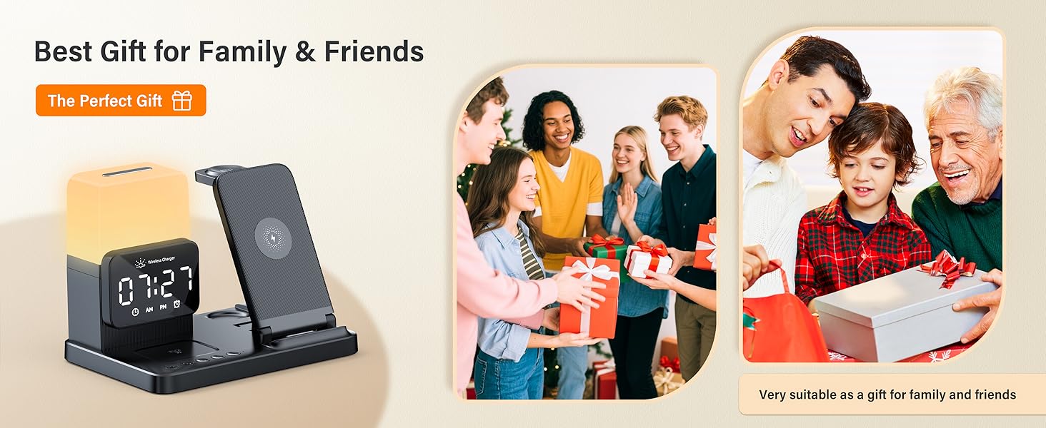 6-in-1 Wireless Charging Station, Charger Stand for Apple Multiple Devices, for iPhone 17 16 15 14 13 12 Pro Max Watch Airpods, Wireless Charger iPhone Charging Station with Night Light/Alarm Clock 6-in-1 Wireless Charging Station, Charger Stand for Apple Multiple Devices, for iPhone 17 16 15 14 13 12 Pro Max Watch Airpods, Wireless Charger iPhone Charging Station with Night Light/Alarm Clock