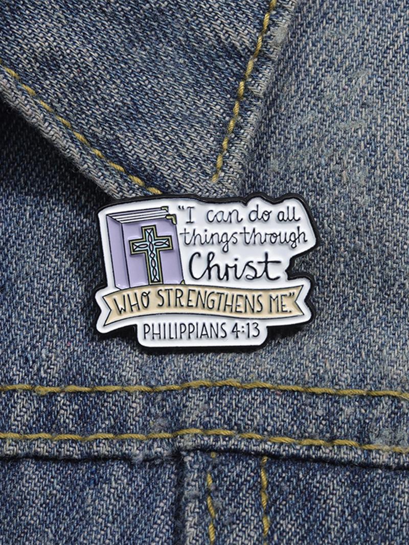 Creative Cross & Letters Print Brooch, Fashion Alloy Brooch for Daily Clothing, Clothes Accessories for Men & Women, Suitable for Clothes, Bags, Jeans, Pinbadges