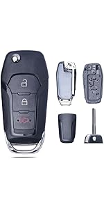 Key Fob Shell Case Replacement Fits for Ford Mustang Fusion Edge Explorer F150 F250 F350 Lincoln MKZ MKX MKC 2014-2017 Keyless Entry Remote Control 5 Button Pad Cover M3N-A2C31243300