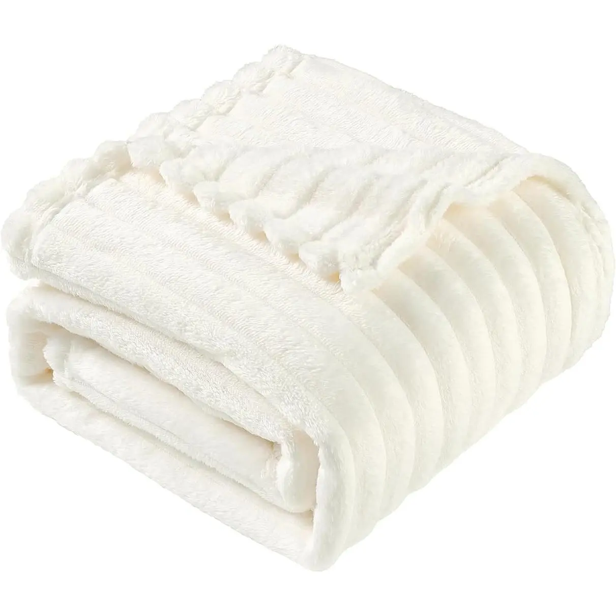 Flannel Fleece Throw Blanket Lightweight Cozy Plush Microfiber Fleece Throw,White 50x60 inches