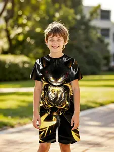Shadow Sonic 3D Full-Print Kids Set, Boys Loose Short Sleeve Shorts, Summer, Fashion Outdoor Sports, Birthday Gift, Holiday Present!