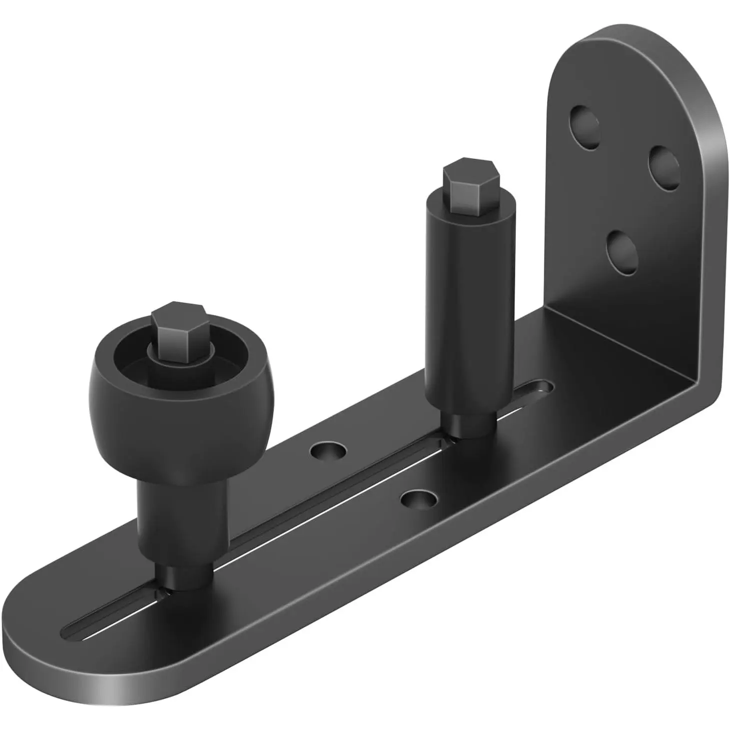 Black Sliding Barn Door Floor Guide,Adjustable Barn Door Hardware,1PCS | Adjustable Quiet Rollers Bearings Barn Door Hardware, Flush Flat Rounded  Design, Bottom Design