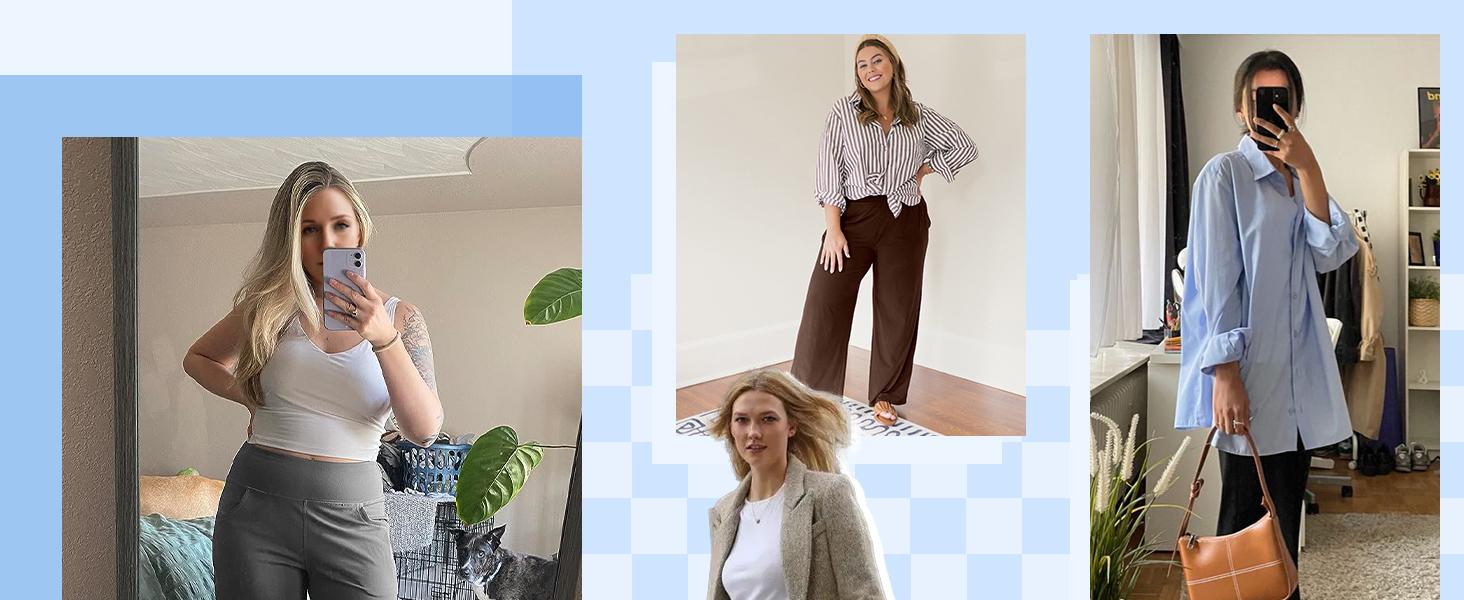 2026 3 Pack Women's Wide Leg Pants with Pockets High Waist Loose Sweatpants Casual Lounge Yoga Workout Palazzo