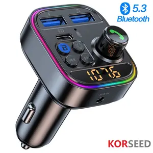aux input bluetooth-compatible sound adapter  Wireless Bluetooth Car Adapter Bluetooth 5.3 FM Transmitter AUX Radio Receiver MP3 Player Handsfree Call Type-C USB  Car charger