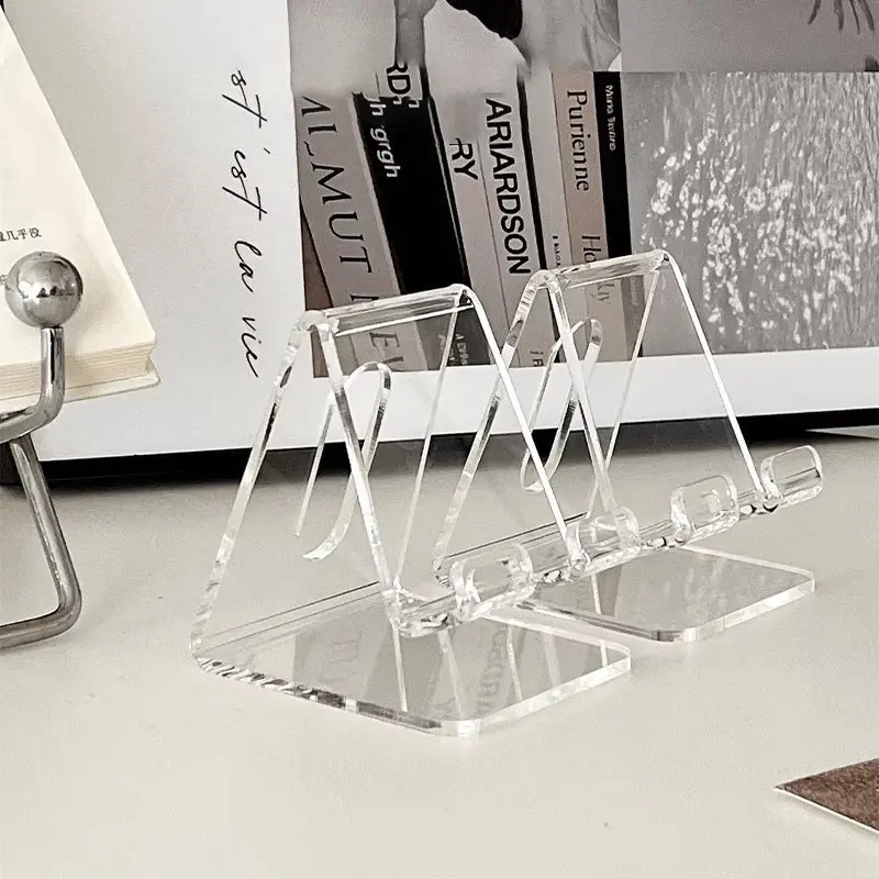 2-Pack Transparent Phone Stands, Creative Phone Holder, Acrylic Desktop Organizer, Ideal for Study & Work, Counter Display Stand