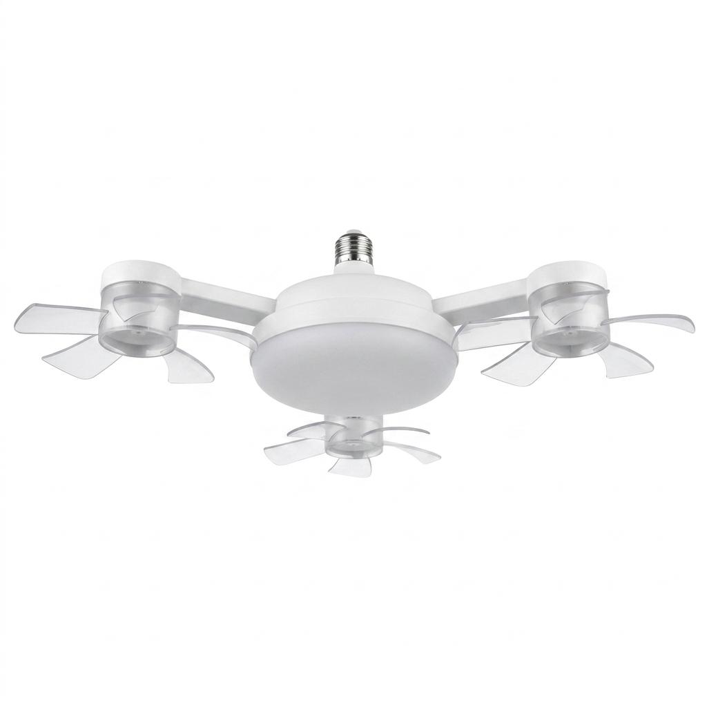 2026 New E26-E27 Socket 4-Blade Silent Cooling Fan with LED Lamp, 19.7-in 2-in-1 Combo, Remote Control, Energy-Saving, Foldable Design, AC Not Required for Home Dorms Bedrooms