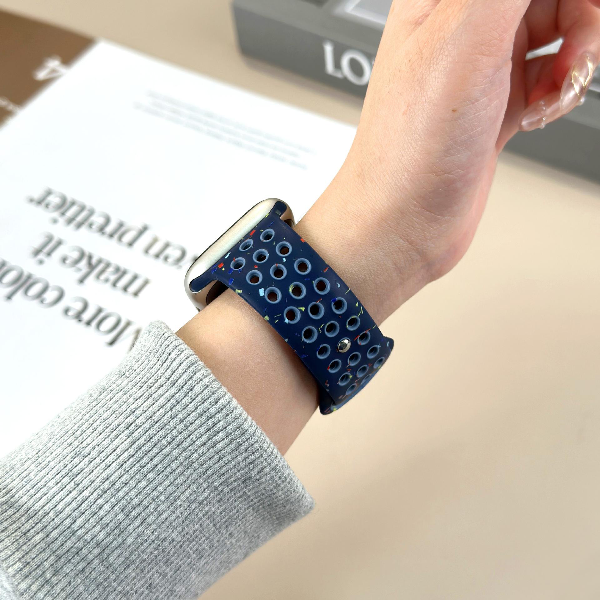 Colorful Dual-Color Silicone Watch Band, Dot Pattern Soft Waterproof Sport Replacement Strap for Smart Watch, Skin-Friendly Breathable Silicone Wristband for Men Women