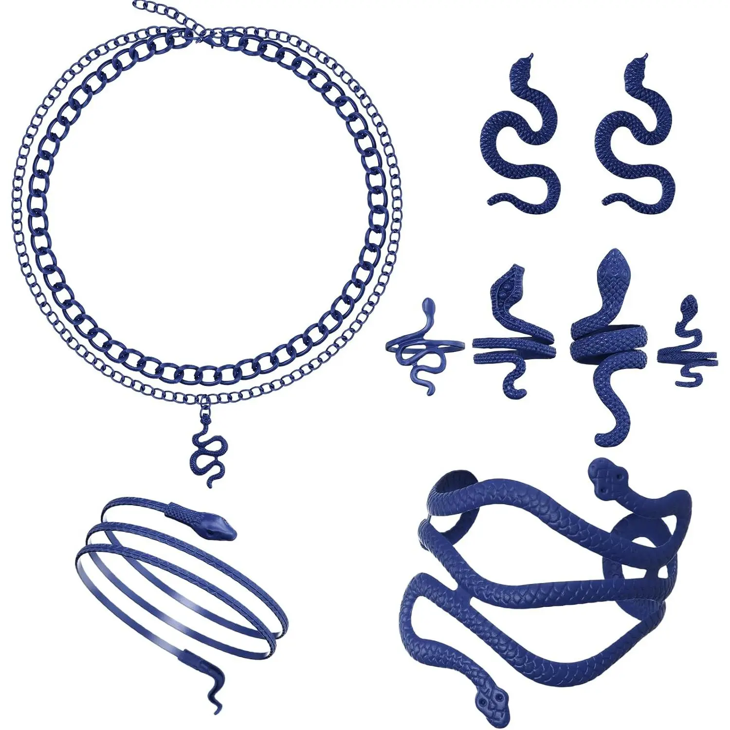 8 count Snake  for Women, Egypt Style Snake  Necklace Earrings Armband Bracelet Rings for Halloween