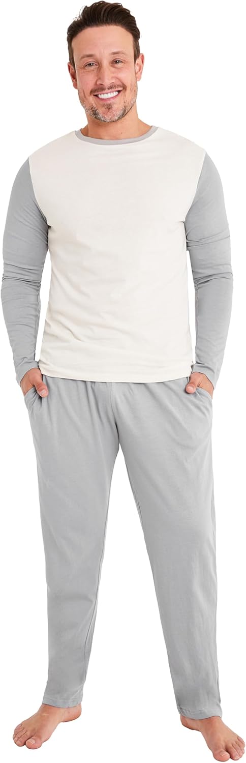 Mens Pajama Set, Soft Long Sleeve Loungewear for Men & Teens