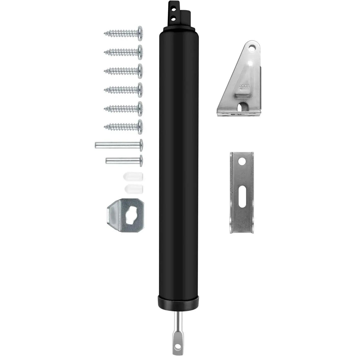 Screen and Storm Door Closer Kit, Heavy Duty Pneumatic Screen and Storm Door Closer, Screen and Storm Door Push Button Latch Set  Kit, Adjust Smooth Closing Speed (Black)