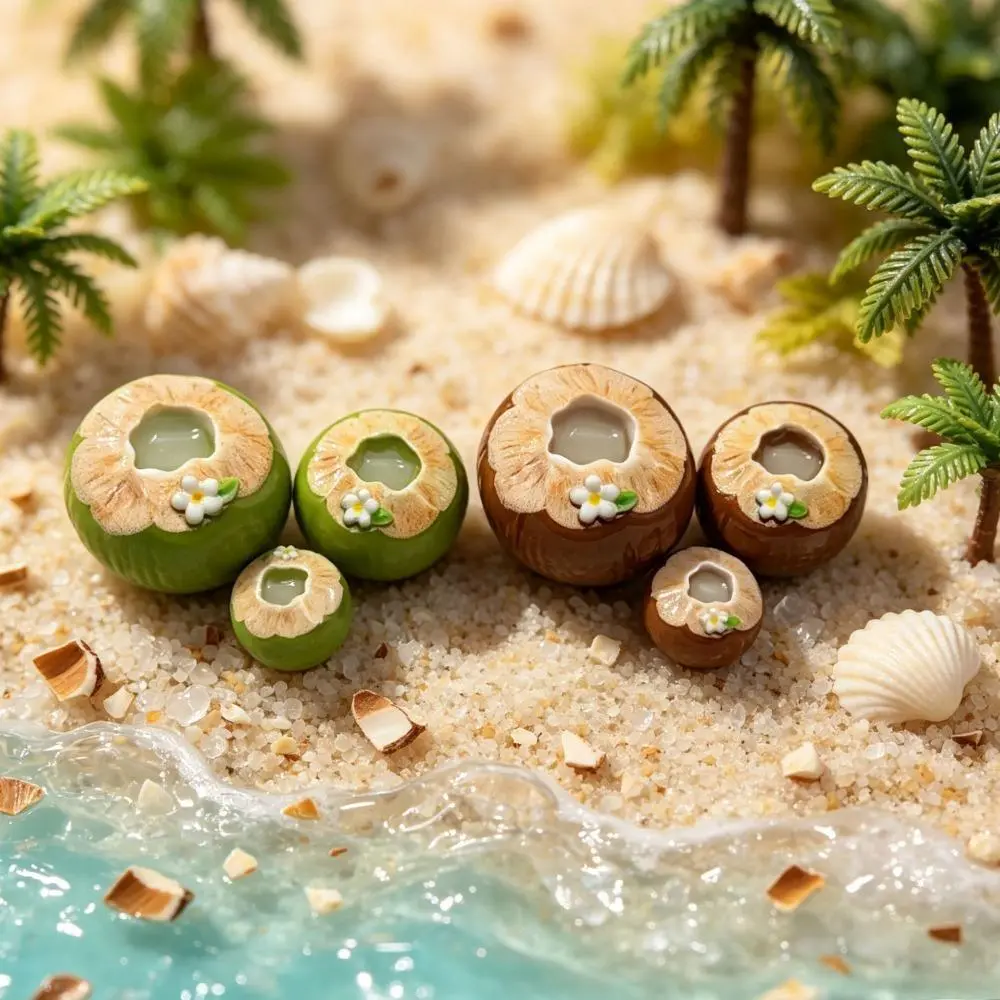 Tropical Split Coconut Solid Resin Charms - Colorfast Bag Charms, Custom Keychain Decorations, Hair Ornaments for DIY Jewelry Making, Dangle Earrings, Necklace Pendants, Bracelets, Charms Making