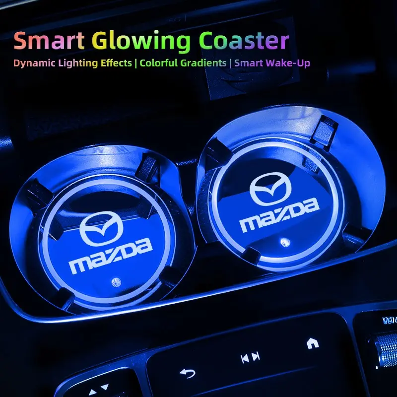LED Car Cup Holder Light Luminous Coaster Water Cup Pad For Mazda 2 6 CX-5 CX-80 CX-70 CX-90 MX-30 CX-60 CX-50 CX-30 BT-50 e-TPV CX-3 CX-8 ATENZA CX-9 CX-7 MX-5 Mazda 5 3 RX-8
