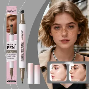 Zephoco double-ended eyeliner and freckle pen, smooth and fluid eyeliner stamp pen, naturally pigmented versatile eyeliner, long-lasting waterproof dotted eyeliner, suitable for everyday makeup use