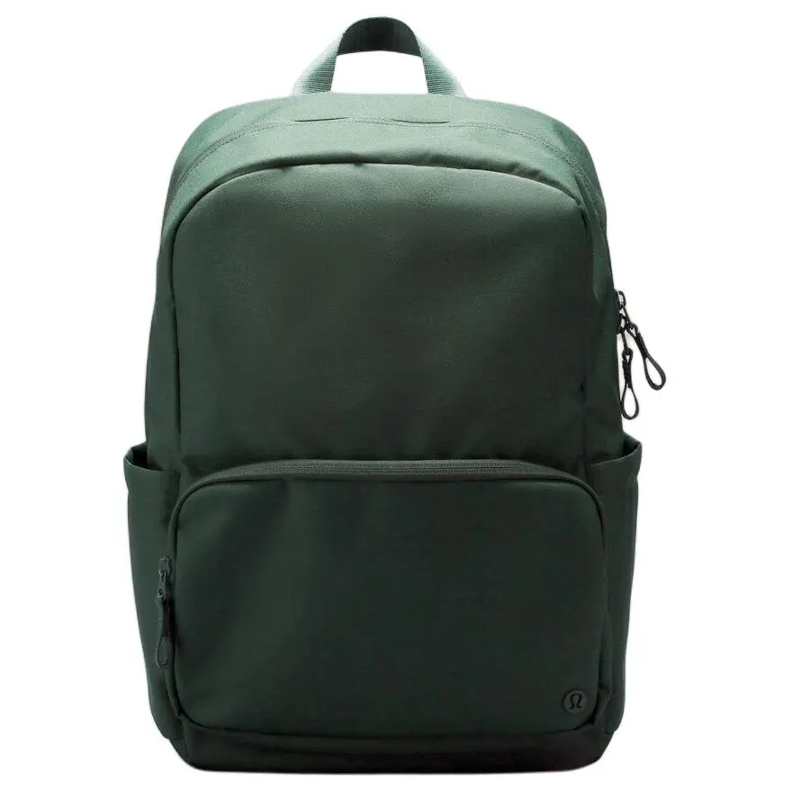 Lululemon Everywhere 22L Backpack – Unisex Canvas Bag with Logo Zip Closure, Recycled Polyester, Classic Green