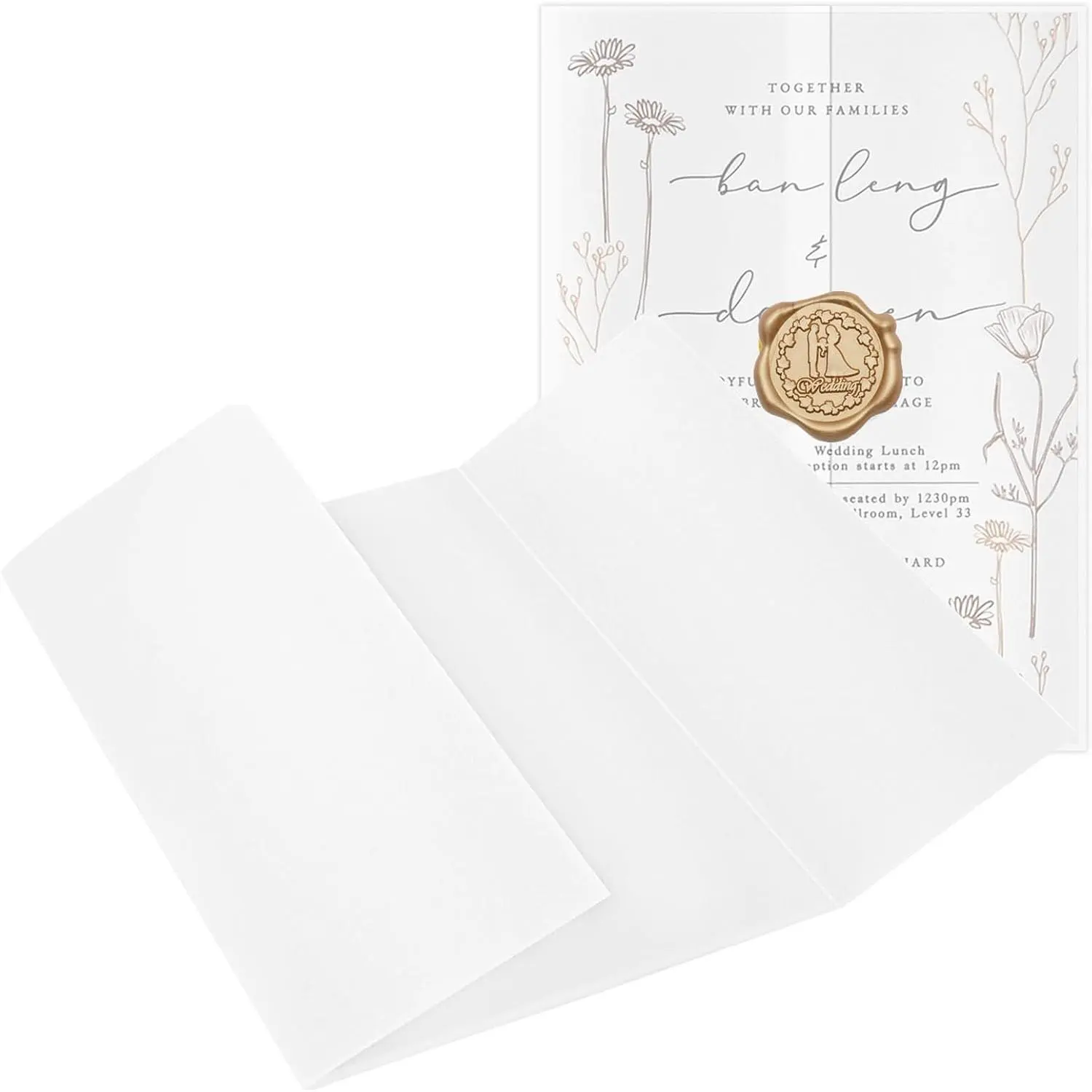 50 Pack Vellum Jackets for 5x7 Invitations, 115GSM Translucent Pre-Folded Vellum Paper Invitations Jackets, Luxury Wedding Invitation Accessories