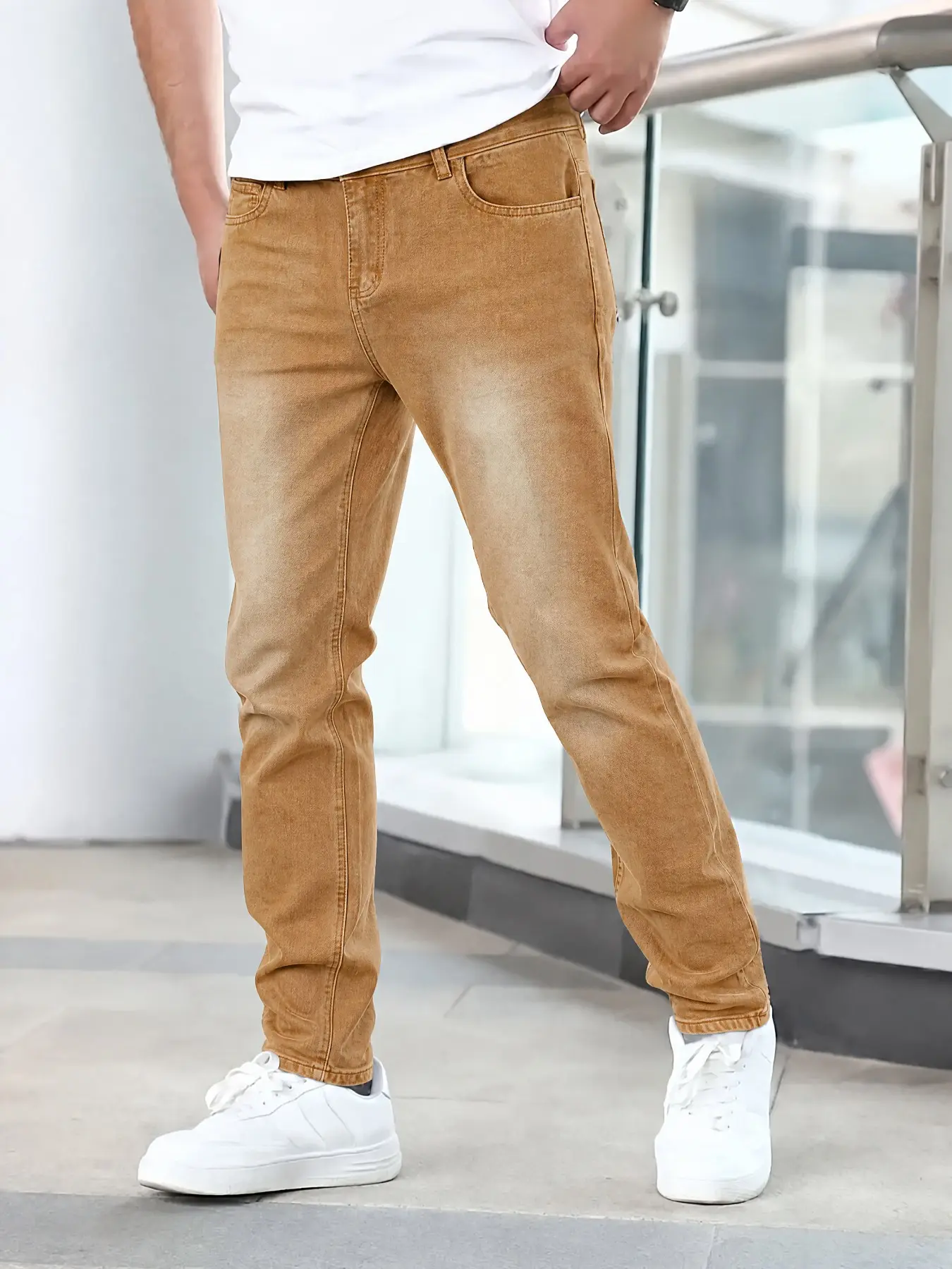 Men's Straight Leg Jeans, High-Quality Denim Fabric, Loose Fit, Suitable for Work and Home, Fits All Body Types, Casual Style