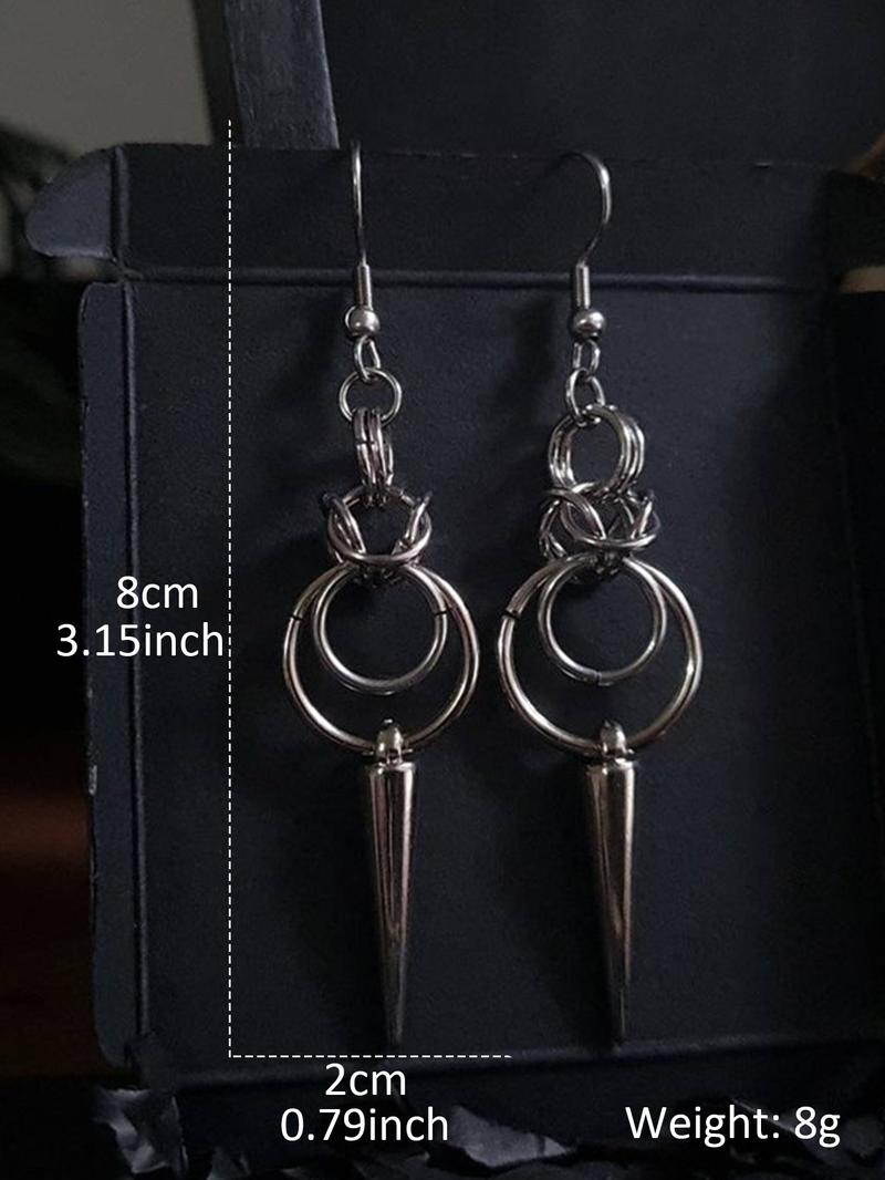 Punk Style Stainless Steel Dangle Earrings, Spiked Design Drop Earrings for Women, Fashion Jewelry for Party, Daily Decor, Trendy All-match & Exquisite Jewelry for Birthday Gift