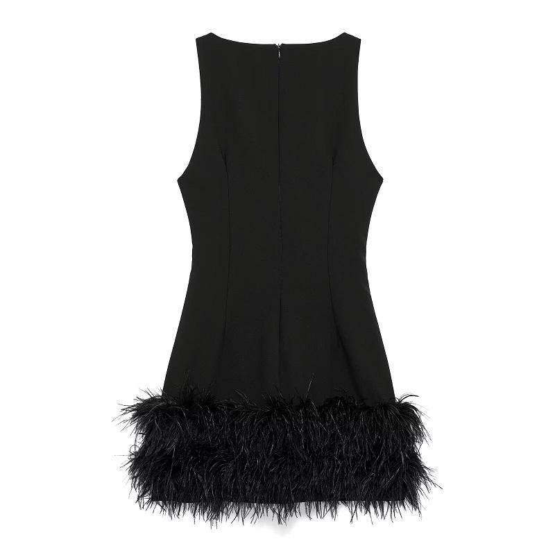 Feather Mini Dress Women Black Sleeveless Corset Dress Woman off Shoulder Party Dresses for Women Luxury Short Dresses