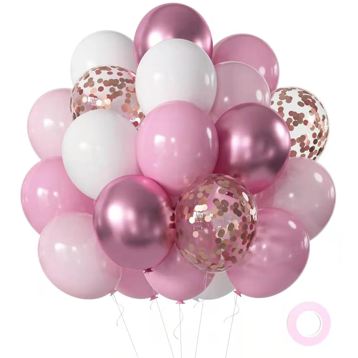 50pcs Confetti Balloons and Metallic Chrome Latex Balloons for Graduation, Birthday, Wedding, Anniversary, Celebrations, Party Balloons Decorations, Party Decoration