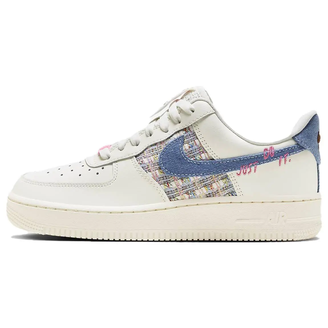 Nike Air Force 1 Low Top Sneakers for Women – White and Blue “JUST DO IT” Design Verifiable, with credentials and supporting global authentication
