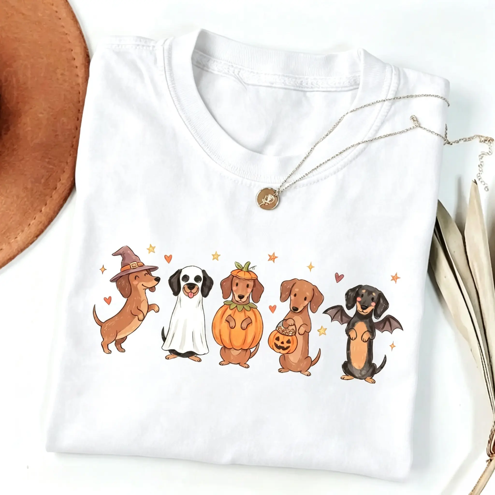 Halloween Dachshund Cute Wiener Dog Shirt Spooky Season Doxie Dog Fall Graphic for Shirts