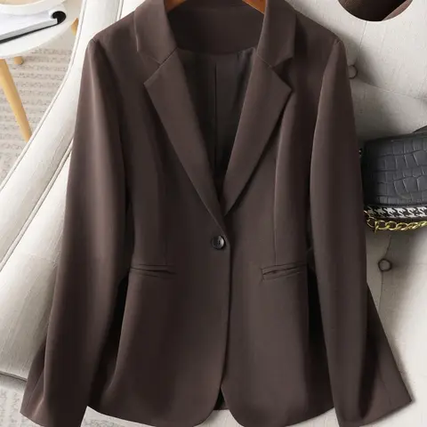 【Black Friday】Women's Solid Color Long Sleeve Button Front Blazer with Pockets, Slim-Fit Spring & Fall Outerwear for Office and Daily Wear #GLOBAL PICKS
