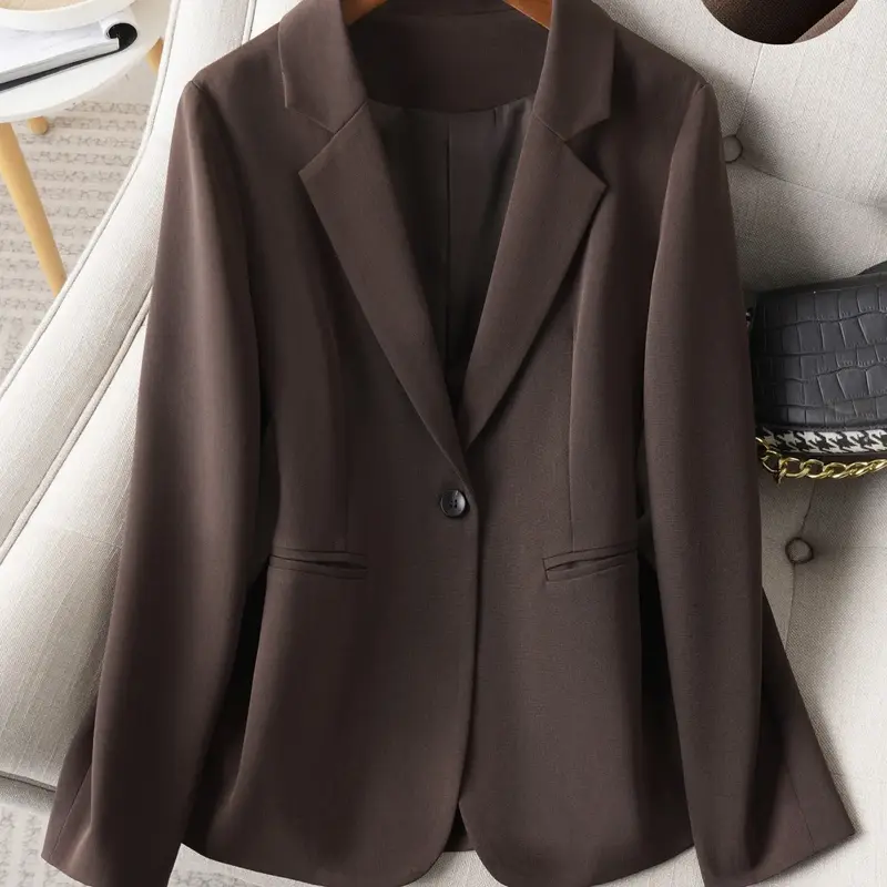 【Black Friday】Women's Solid Color Long Sleeve Button Front Blazer with Pockets, Slim-Fit Spring & Fall Outerwear for Office and Daily Wear #GLOBAL PICKS
