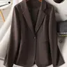【Black Friday】Women's Solid Color Long Sleeve Button Front Blazer with Pockets, Slim-Fit Spring & Fall Outerwear for Office and Daily Wear #GLOBAL PICKS