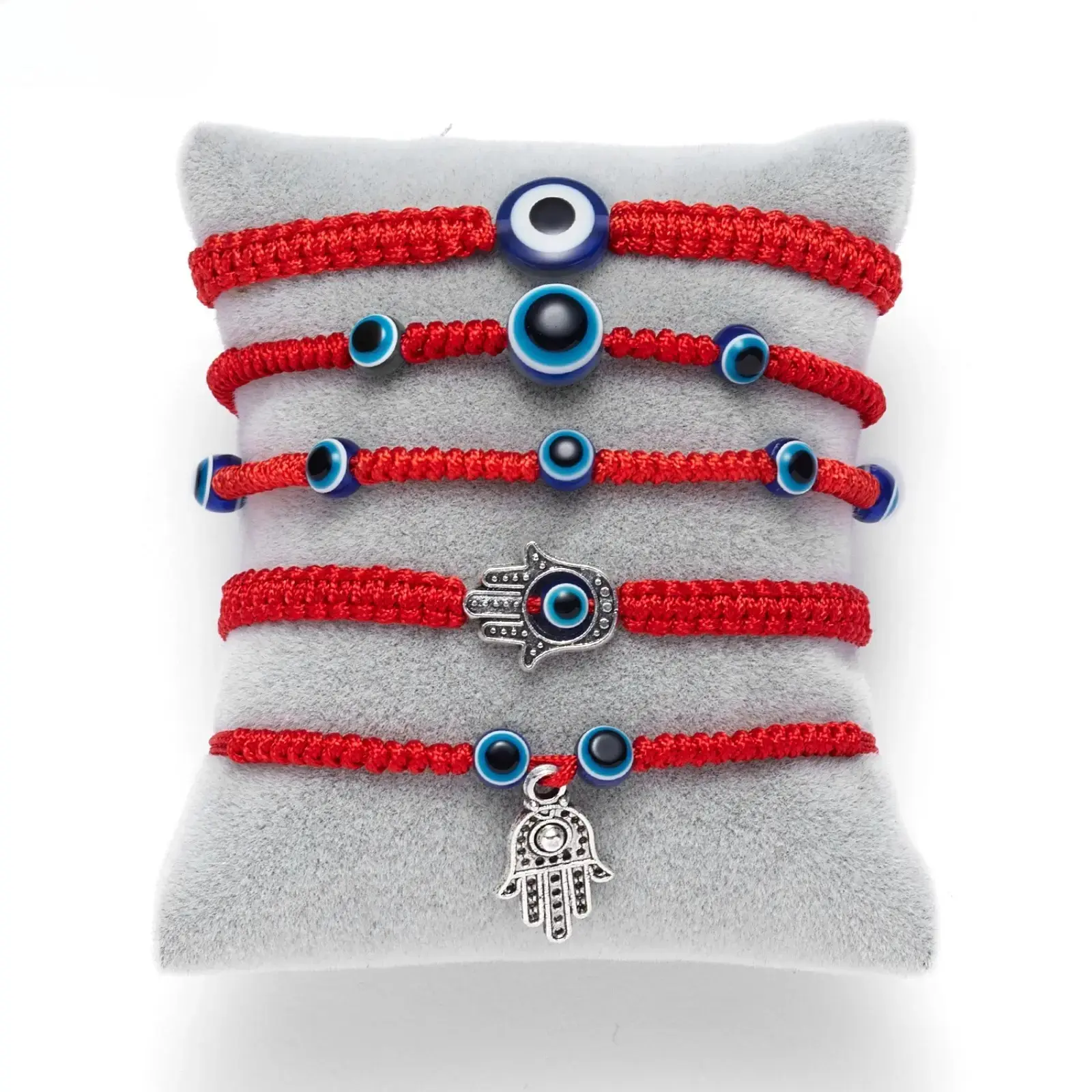Women's 5-Piece Handmade Woven Red String Bracelet Set - Stacked Bracelets with Evil Eye, Hamsa Amulet Beads, Protection Charms for Daily Wear, Sports Use (sohochic)