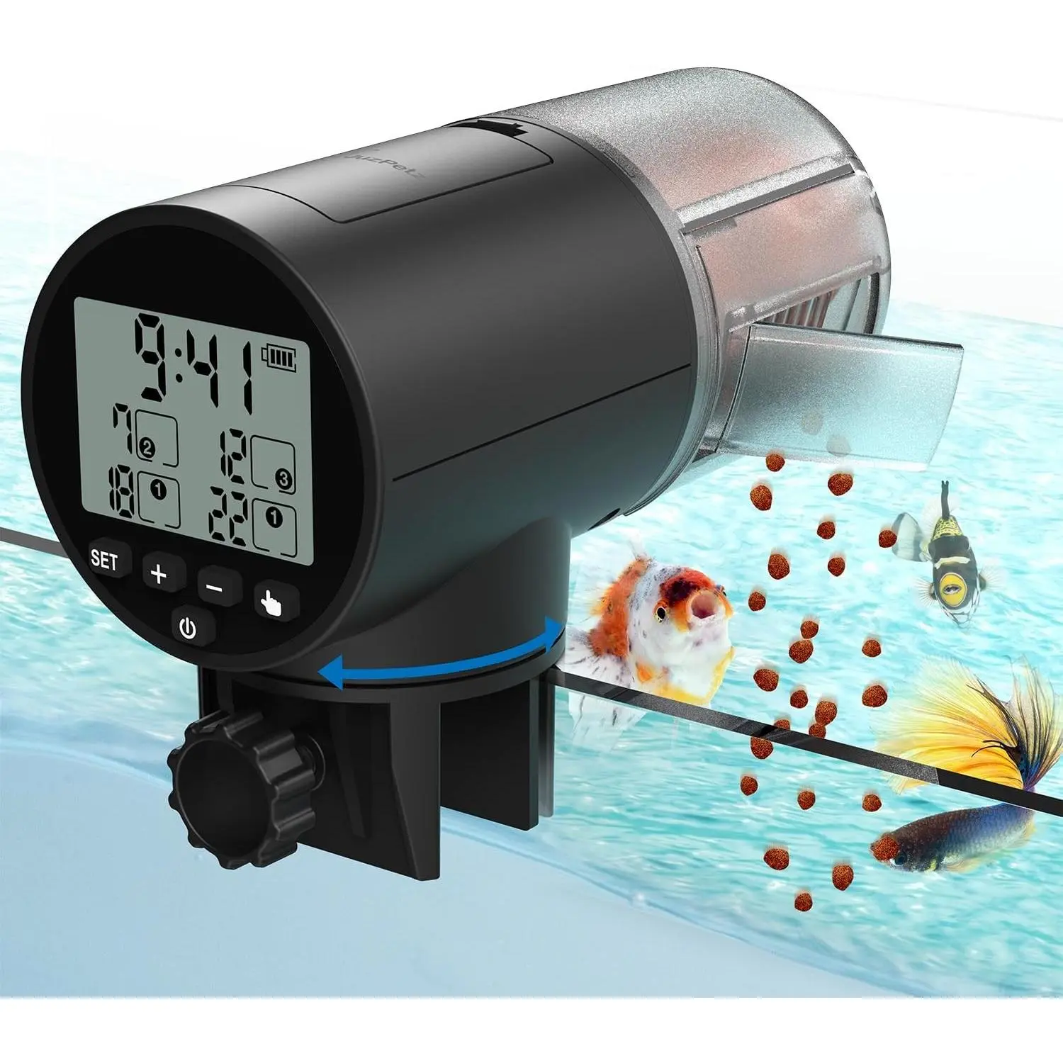 Automatic Fish Feeder for Aquarium, Vacation, 7, 14 Day Auto Dispenser with Timer, 200ml Large Capacity, Battery Powered, Ideal for Turtle/Fish Tank Aquarium Accessories, Batteries Included