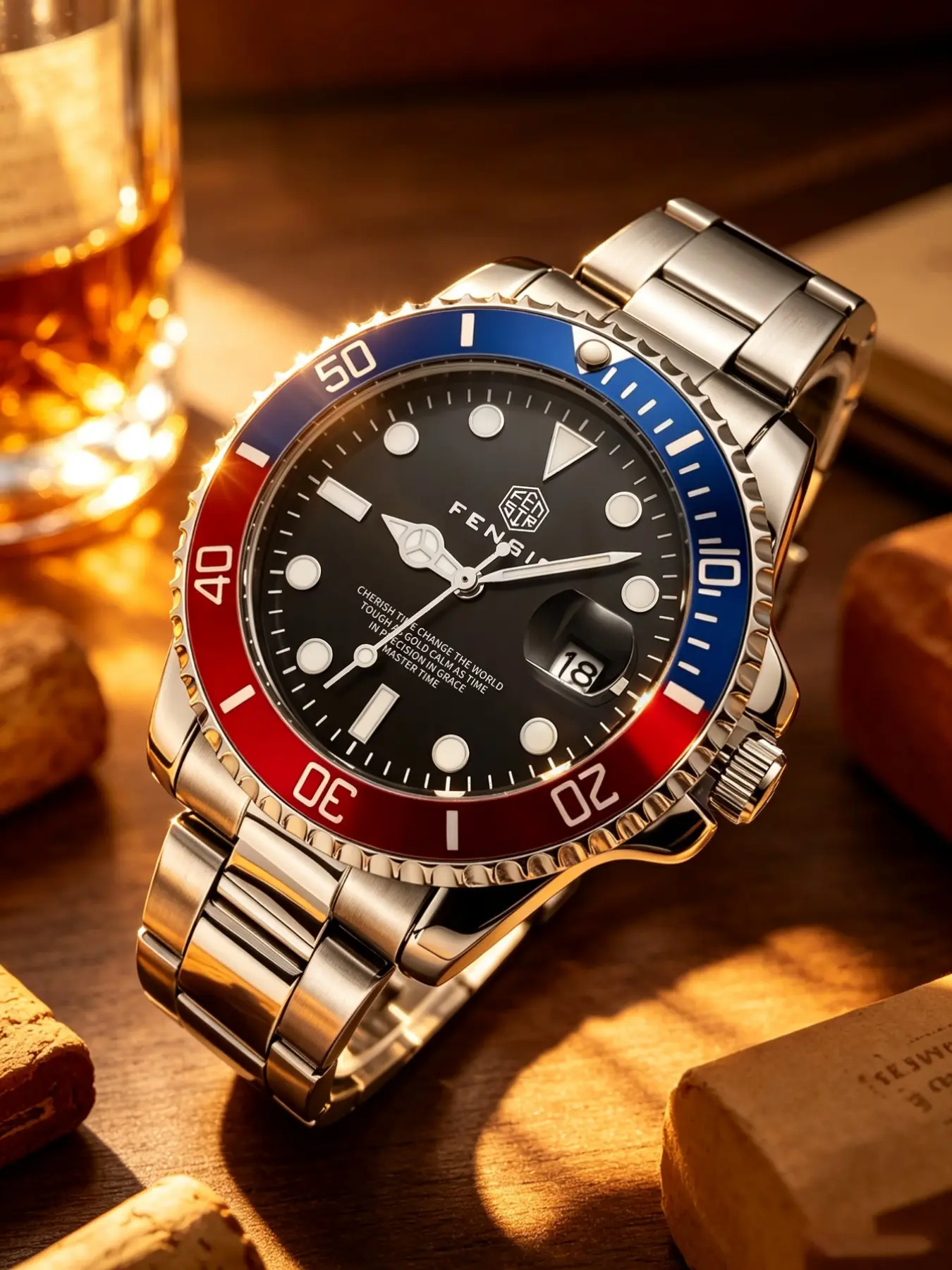 Stainless Steel Business Men's Quartz Watch, Night Light & Calendar Function, Simple Tough Style, Gift Box Packaging
