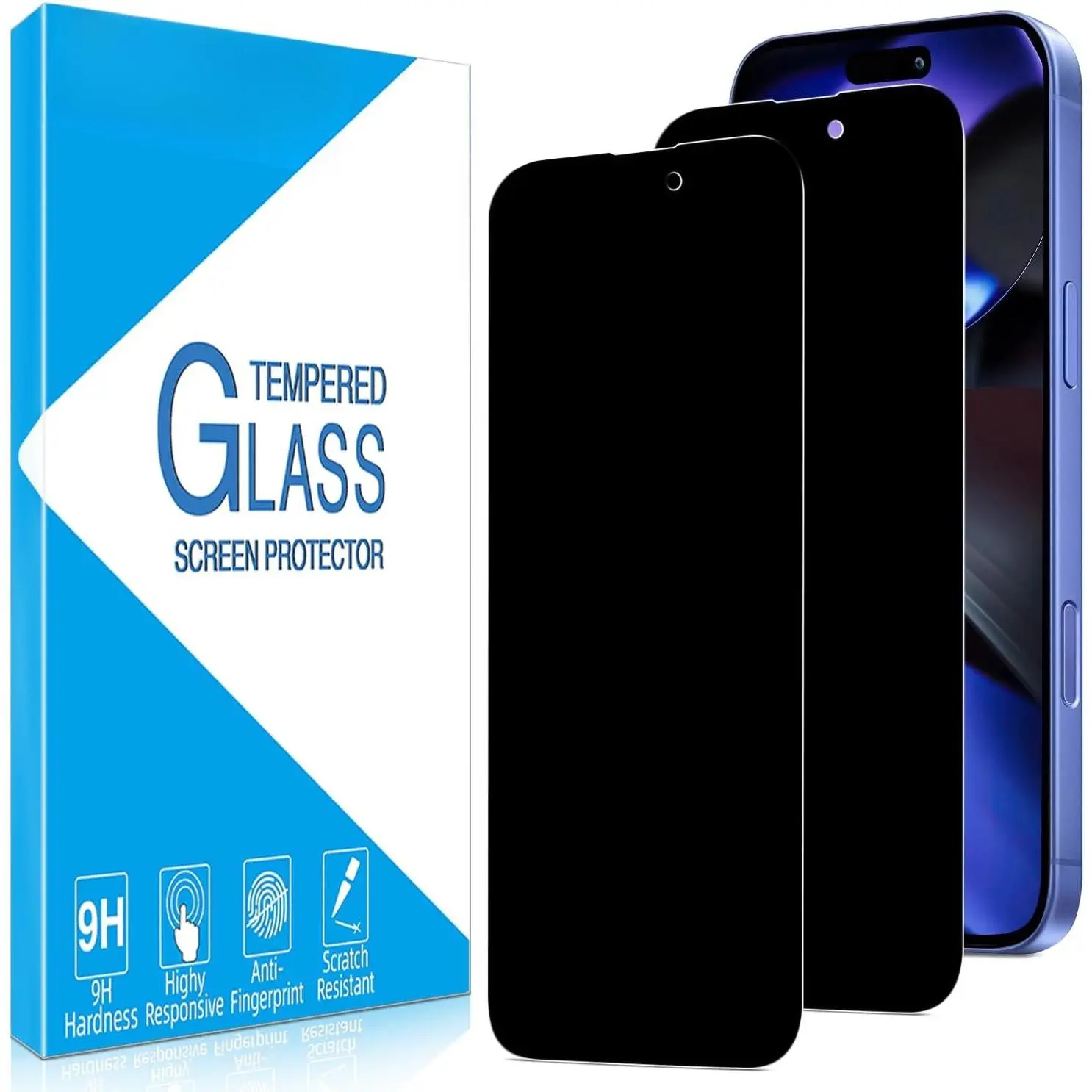 2-Pack Tempered Glass Screen Protector for 16-inch Devices, Anti-Spy, No Bubbles, Anti-Scratch, Easy to Install, Fits iOS, High Clarity, Protection, Accessories