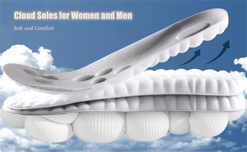 Unisex All Purpose Insoles - 4D Cloud Technology Shock Absorbing Insoles, Long-Lasting Pad, Ergonomic Memory Foam, U-Shaped Heel Cup, Breathable Lightweight, for Athletic Work/Running Workboots (All-Season Sports Shoe Accessories)