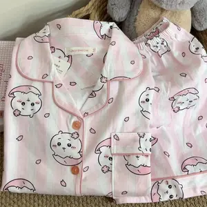 Anime Cute Chiikawa Pajamas for Women Summer Short Sleeve Short Pants Set Student Dorm Home Wear Matching Outfit Hachiware Usagi