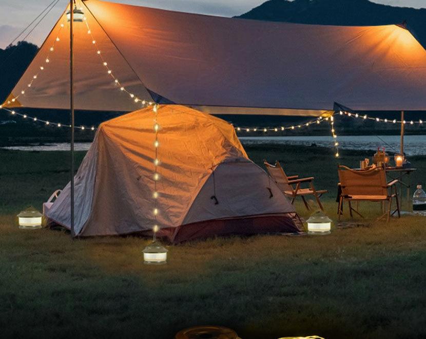 Outdoor Camping String Lights Warm White LED Fairy Lights with Ruler Design Windproof Rope Lantern for Tent Decoration Festival Party Night Lighting